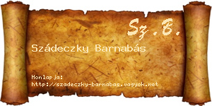 Szádeczky Barnabás névjegykártya